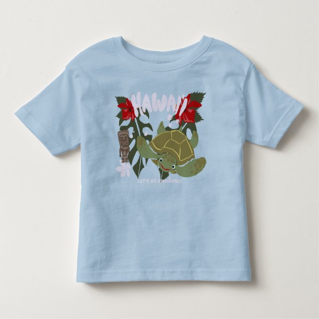 Hawaii Cute Tropical Sea Turtle Toddler T-Shirt (Front)