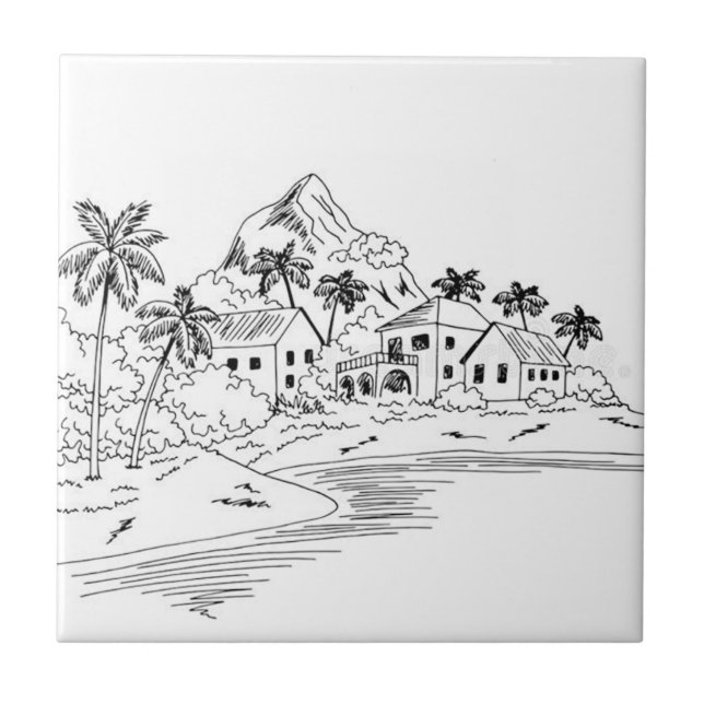 Hawaii design ceramic tile (Front)