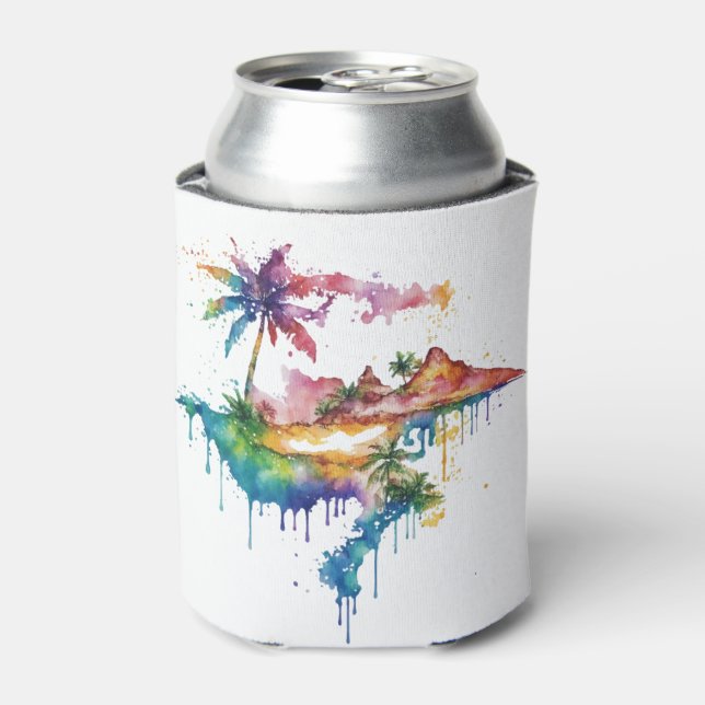Hawaii design with colourful splatters can cooler (Can Front)
