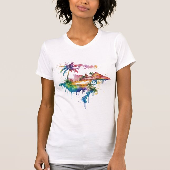 Hawaii design with colourful splatters T-Shirt (Front)