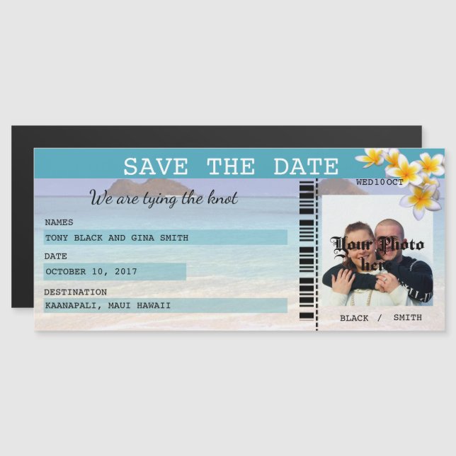 Hawaii Destination Wedding Save the Date Magnet (Front/Back)