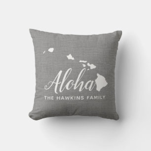 Hawaii Family Monogram State Throw Pillow