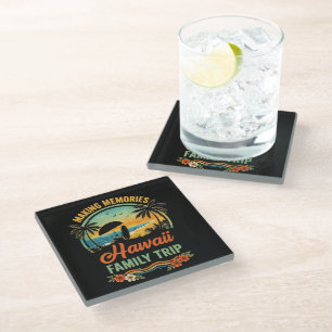 Hawaii Family Trip Beach Sunset Paragliding Scene Glass Coaster