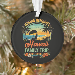 Hawaii Family Trip Beach Sunset Paragliding Scene Ornament