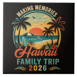 Hawaii Family Trip Tropical Sunset 2026 Ceramic Tile
