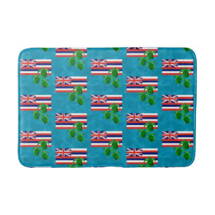 Hawaii Flag and Green Sea Turtles Bath Mat