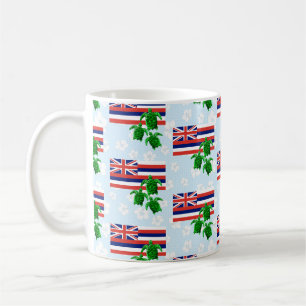 Hawaii Flag and Green Sea Turtles Floral Coffee Mug