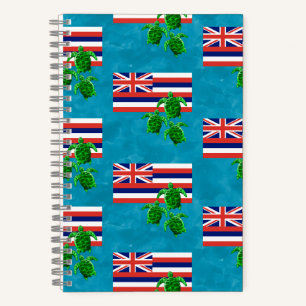 Hawaii Flag and Green Sea Turtles Notebook