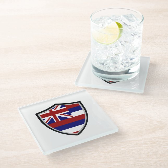 Hawaii flag glass coaster (Angled)