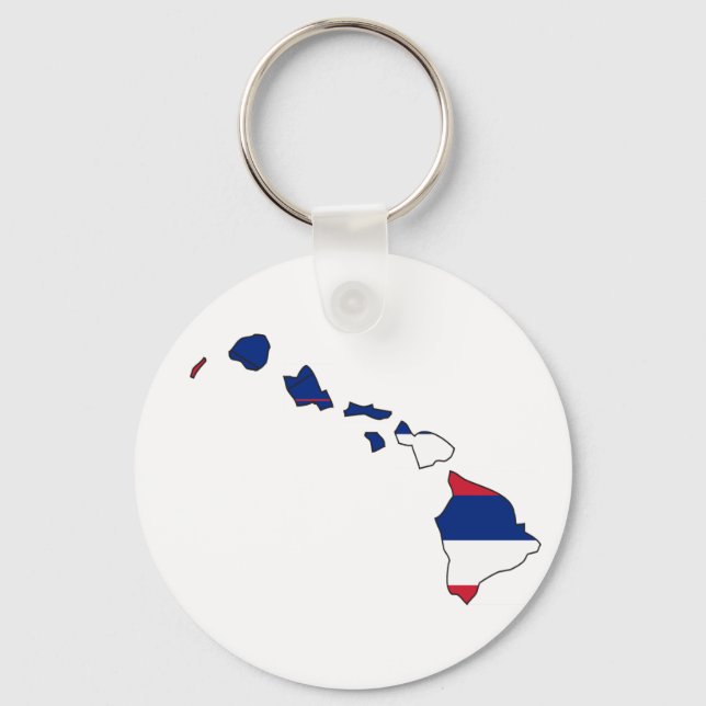 Hawaii Flag Map Key Ring (Front)