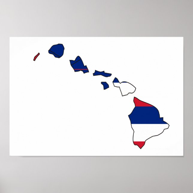 Hawaii Flag Map Poster (Front)