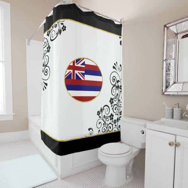 Hawaii flag shower curtain (In Situ)