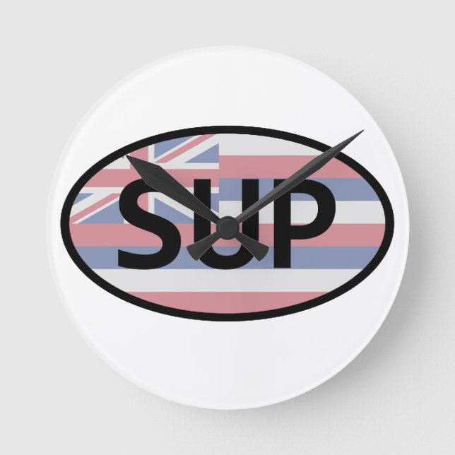 Hawaii Flag Standup Paddling Round Clock (Front)