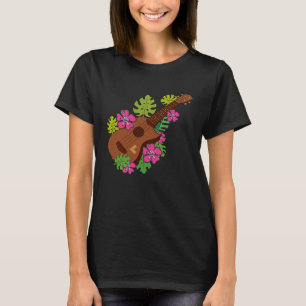 Hawaii Floral Ukulele Player Music Graphic T-Shirt