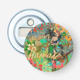 Hawaii Flower Hula Vintage Floral Graphic Bottle Opener
