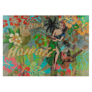 Hawaii Flower Hula Vintage Floral Graphic Cutting Board