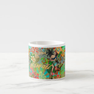 Hawaii Flower Hula Vintage Floral Graphic Espresso Cup