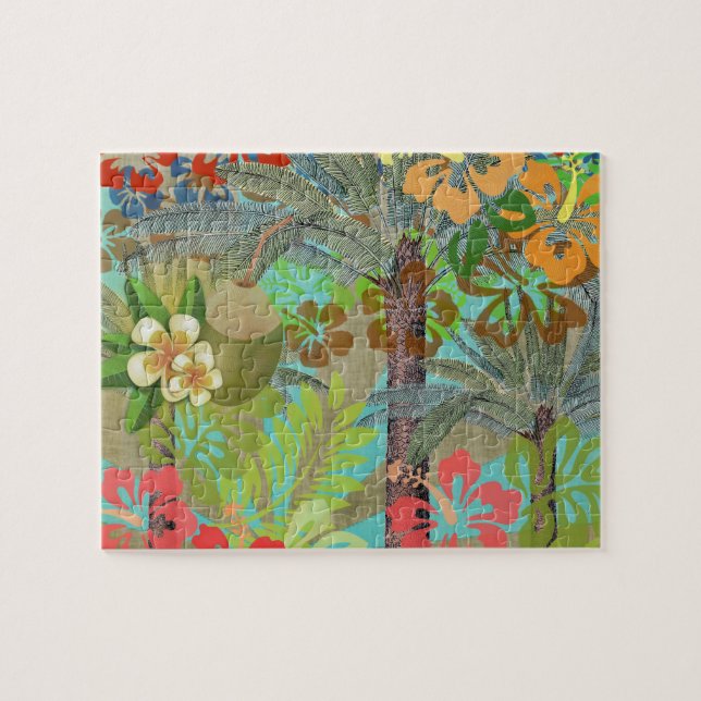 Hawaii Flower Hula Vintage Floral Graphic Jigsaw Puzzle (Horizontal)