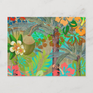 Hawaii Flower Hula Vintage Floral Graphic Postcard