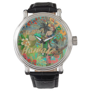 Hawaii Flower Hula Vintage Floral Graphic Watch