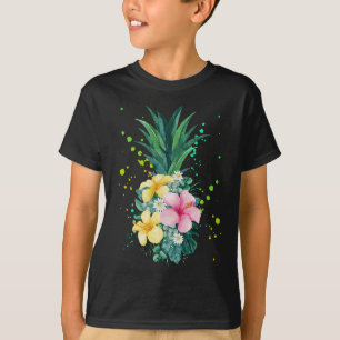 Hawaii Flower Pineapple Art Vacation T-Shirt