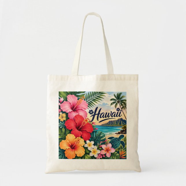Hawaii Flowers Tote Bag (Front)
