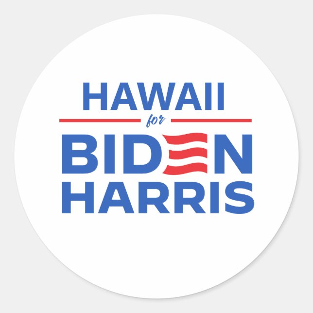 Hawaii for Biden Harris Classic Round Sticker (Front)