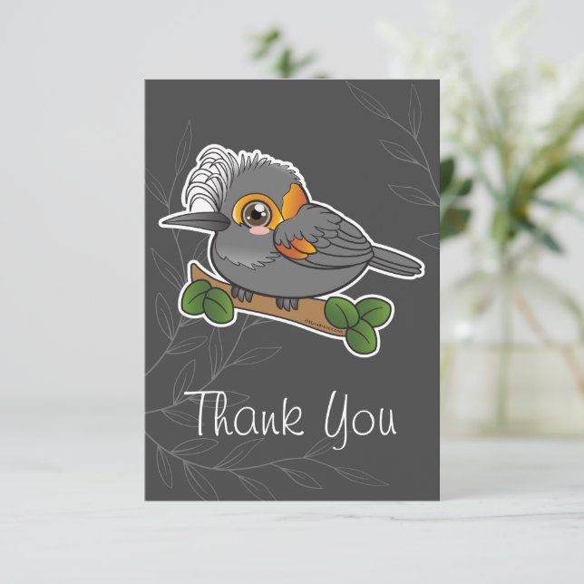 Hawaii Forest Bird Akohekohe Thank You Card (Standing Front)