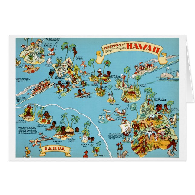 Hawaii Funny Vintage Map (Front Horizontal)