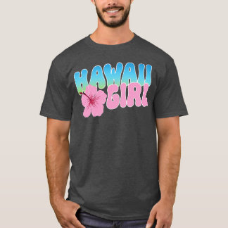 Hawaii Girl Island Vacation Souvenir Pink Hibiscus T-Shirt