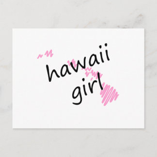 Hawaii Girl with Scribbled Hawaii Map Postcard