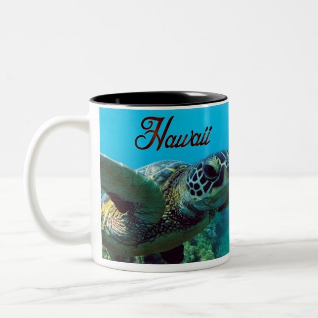 Hawaii Green Sea Turtle Two-Tone Coffee Mug (Left)