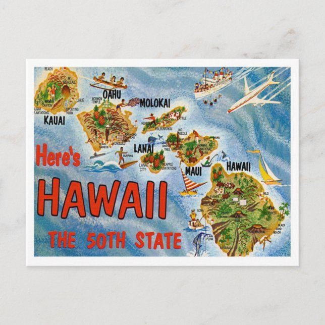 Hawaii Greetings From US States Postcard (Front)