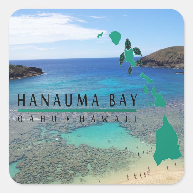 Hawaii Hanauma Bay Oahu Turtle Square Sticker (Front)
