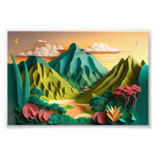 Hawaii, Hawaiian Art, 3D Paper Art Style, 3D Photo Print