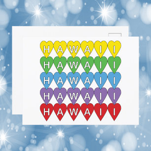Hawaii Hearts Colourful Postcard
