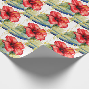 Hawaii Hibiscus Flower Christmas themed Wrapping Paper
