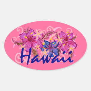 Hawaii hibiscus flower pink stickers