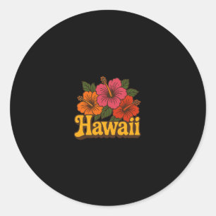Hawaii Hibiscus Illustration Hawaiian Vacation 1 Classic Round Sticker