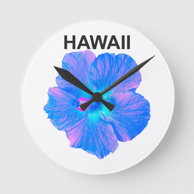 Hawaii Hibiscus Round Clock (Front)