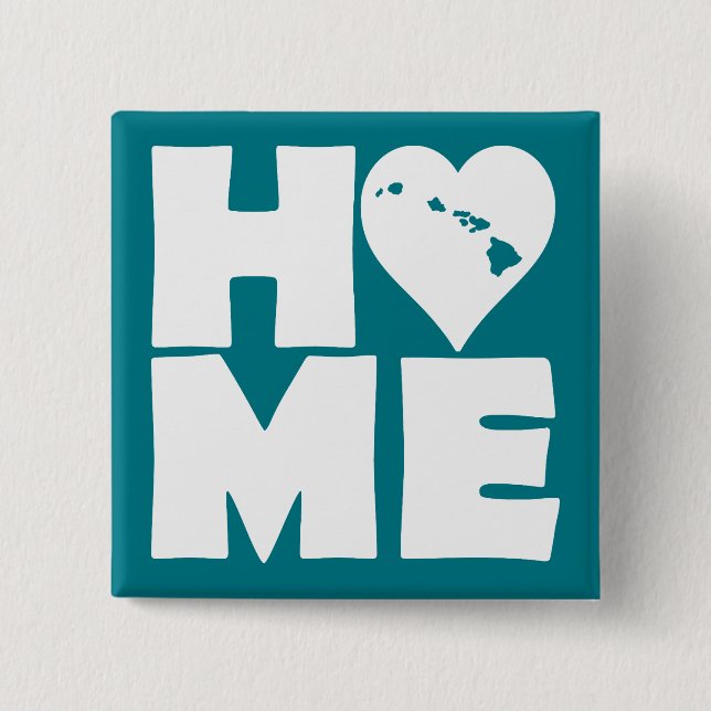 Hawaii Home Heart State Button Badge Pin (Front)
