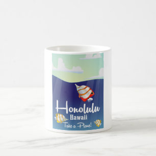 Hawaii, honolulu Cartoon travel poster. Coffee Mug