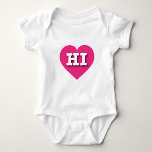 Hawaii Hot Pink Heart - I love HI Baby Bodysuit