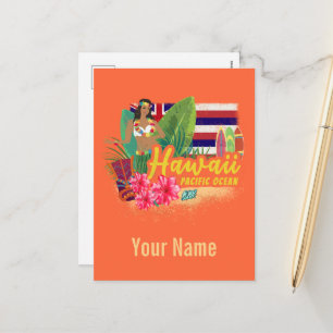 Hawaii Hula Dancer Retro Pacific Vintage Souvenir Holiday Postcard