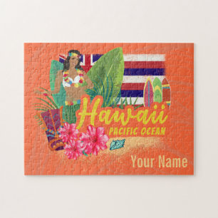Hawaii Hula Dancer Retro Pacific Vintage Souvenir Jigsaw Puzzle