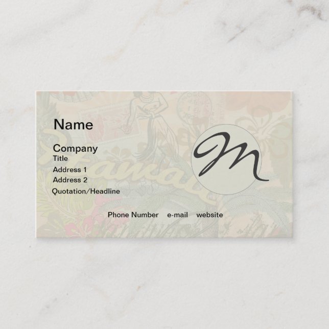 Hawaii Hula Travel Flower Vintage Business Card (Front)