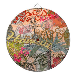 Hawaii Hula Travel Flower Vintage Dartboard