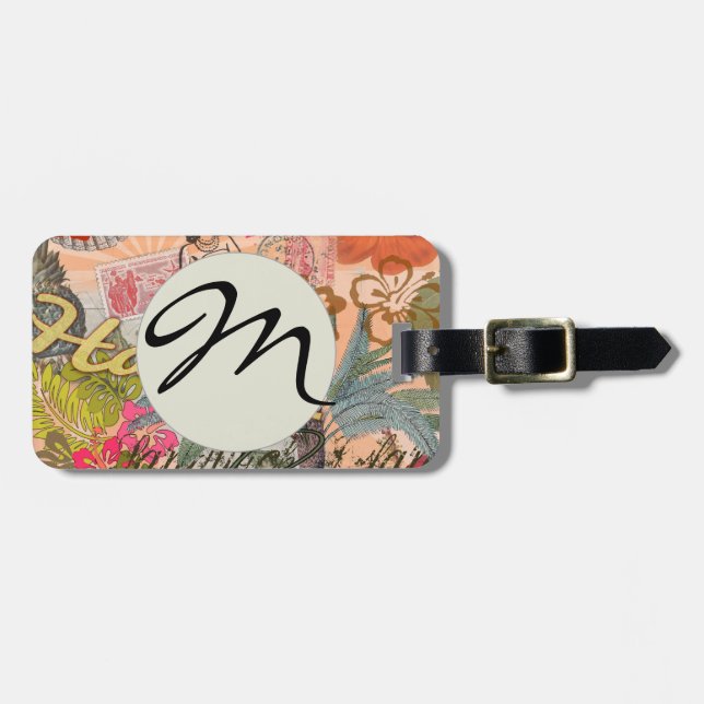 Hawaii Hula Travel Flower Vintage Luggage Tag (Front Horizontal)