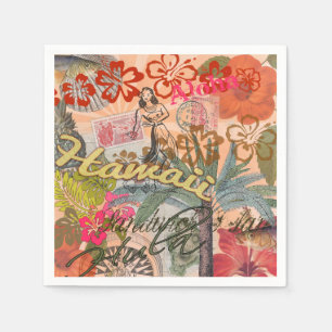 Hawaii Hula Travel Flower Vintage Napkin