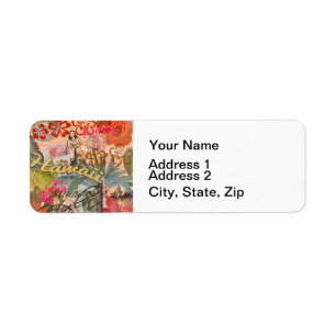 Hawaii Hula Travel Flower Vintage Return Address Label